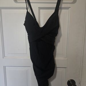 NWOT Black Wrap Front Slimming One Piece Bathing suit
